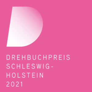Logo Drehbuchpreis Schleswig-Holstein 2021 Pinker Hintergrund mit dem Logo des Drehbuchpreises Schleswig-Holstein sowie einem Schriftzug, der Drehbuchpreis Schleswig-Holstein 2021 darstellt.